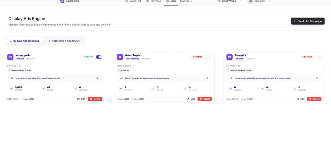 Ads Manager in SmartLinks